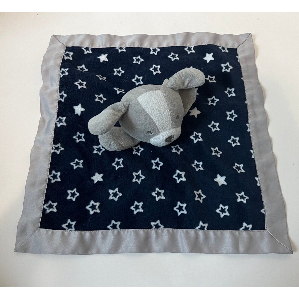 Carters Child of Mine Puppy Dog Baby Security Blanket Plush Lovey Rattle Navy